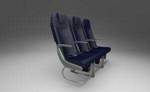 Seat triple of Acro Series 9 for FlySafair, as seen from the front