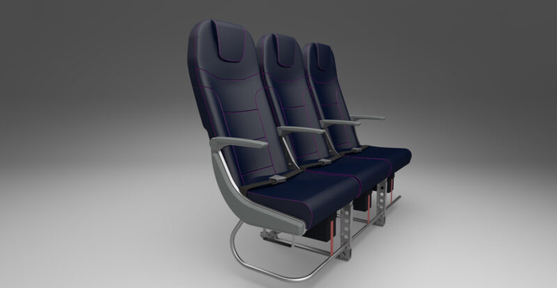 Seat triple of Acro Series 9 for FlySafair, as seen from the front