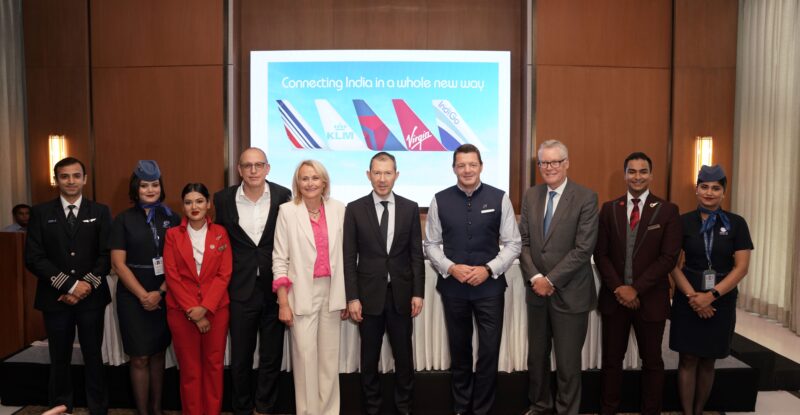 Executives from IndiGo, Delta Air Lines, Air France-KLM and Virgin Atlantic celebrate partnership to link fast-growing Indian economy with North America and Europe