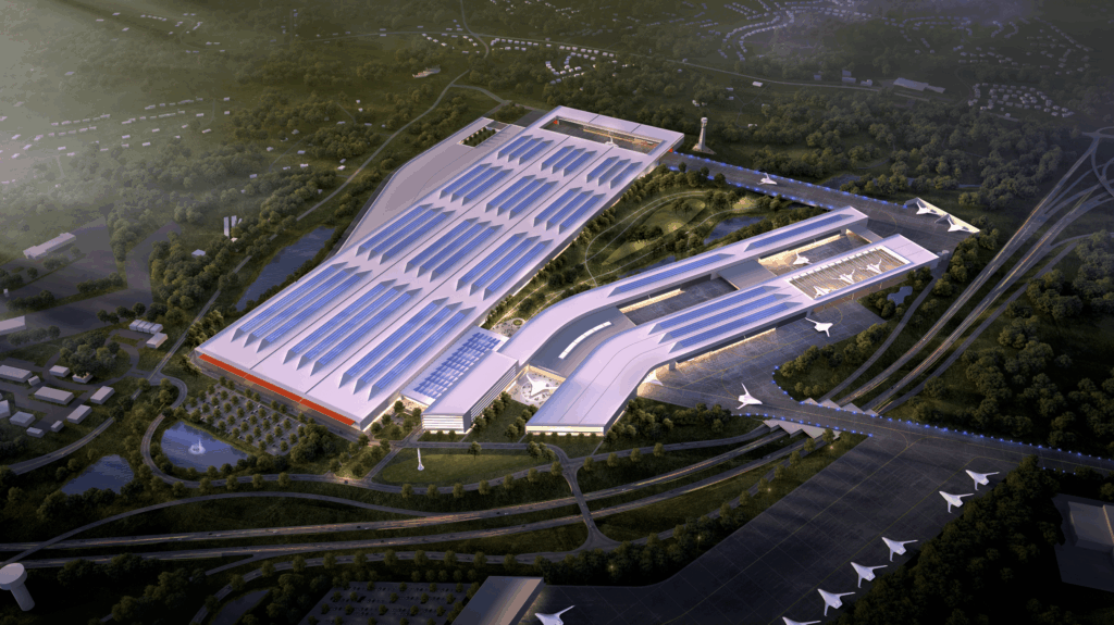 A rendering of the JetZero Greensboro, N.C. site