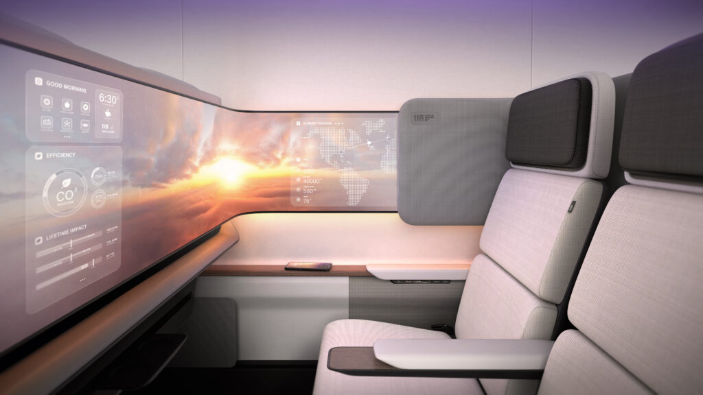 Rendering of interior of the JetZero’s Z4 airplane,
