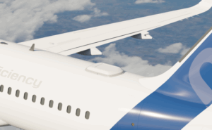 Rendering of Greenerwave antenna tech in Safran-designed terminal atop an aircraft.