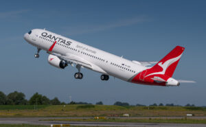Qantas first A321XLR on takeoff