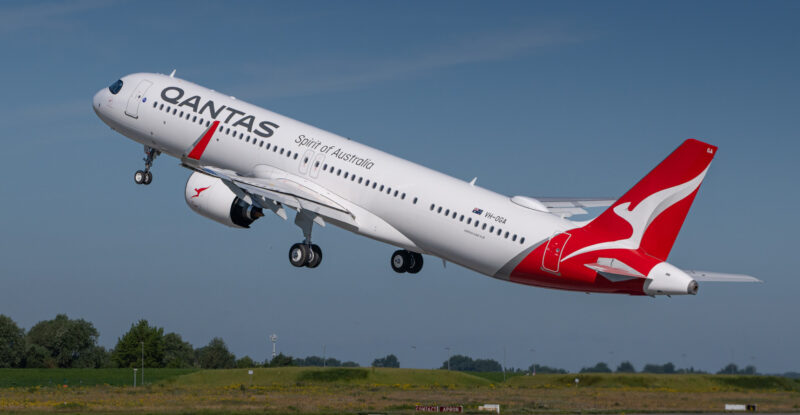 Qantas first A321XLR on takeoff