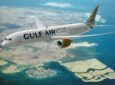 Rendering of Gulf Air 787-9 over Bahrain