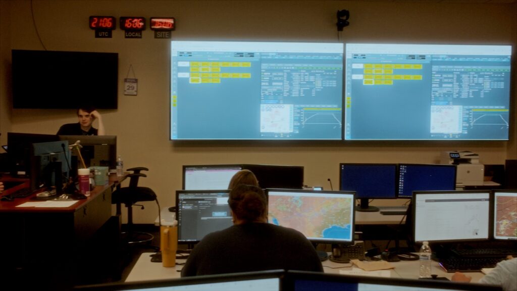 Giant displays in Envoy Air's ops center.
