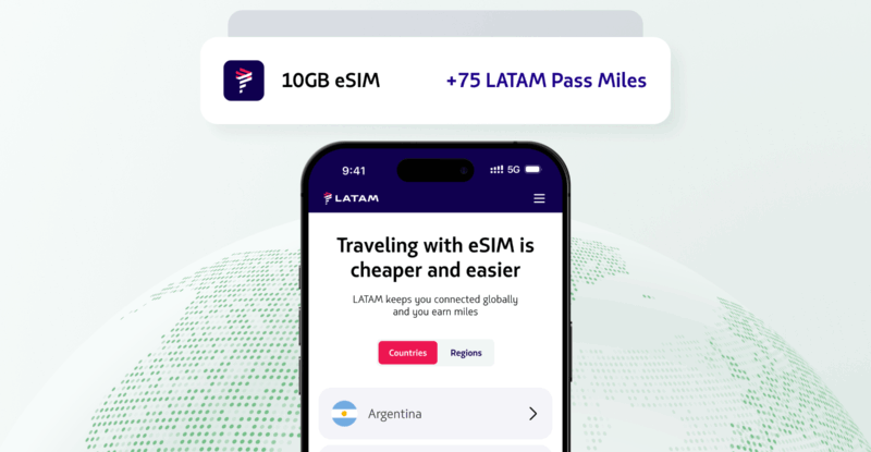 LATAM eSIM is demonstrated on a mobile device.