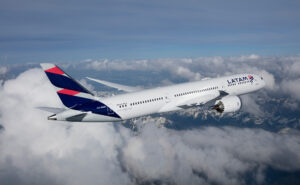 LATAM 787-9 widebody in-flight with Viasat Ka-band connectivity