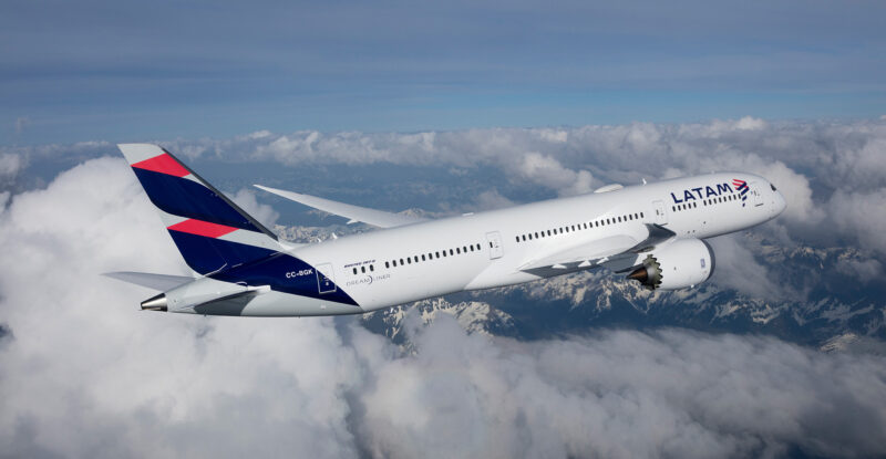 LATAM 787-9 widebody in-flight with Viasat Ka-band connectivity