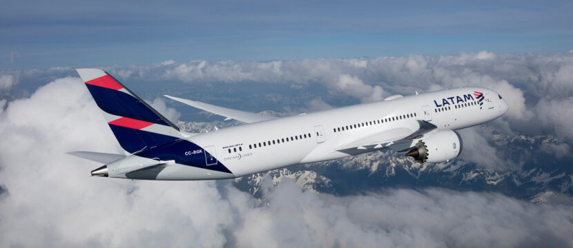 LATAM 787-9 widebody in-flight with Viasat Ka-band connectivity