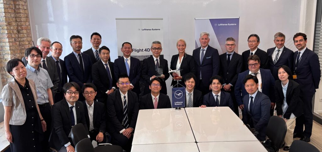 Lufthansa and ANA project team pose for a photo