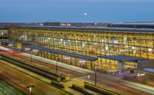 YYC airport at night all lit up.