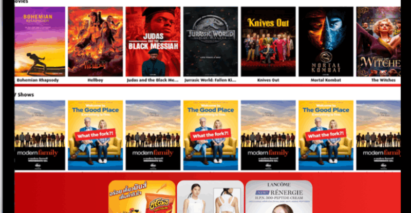 A tablet shows the streaming content available from Vietjet Thailand on Bluebox IFE.