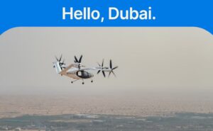 Joby Aviation air taxi in flight over Dubai.