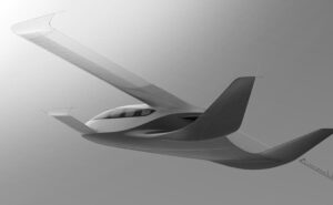 Rendering of New Horizon Aircraft Cavorite X7 hybrid-electric eVTOL in-flight