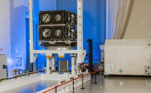 SES O3b mPOWER satellite is prepped in the facility.