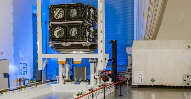 SES O3b mPOWER satellite is prepped in the facility.