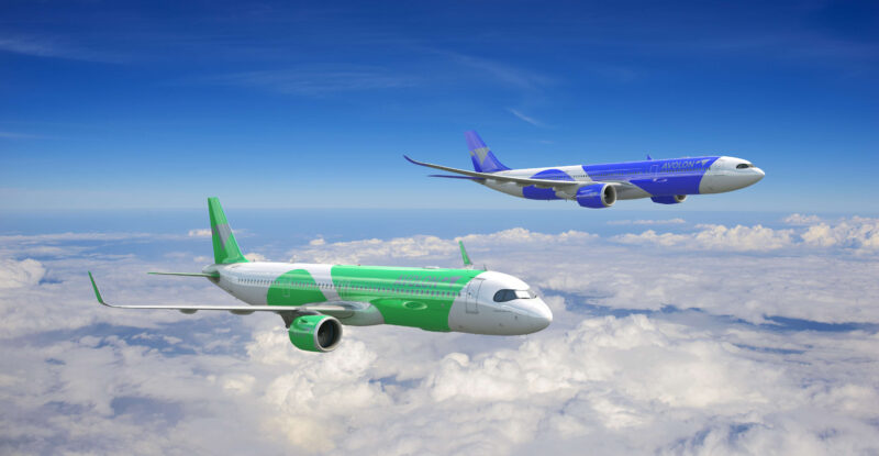 Rendering of A321neo and A330-900 in flight