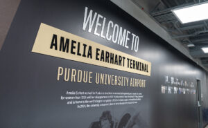 Welcome to Amelia Earhart Terminal sign