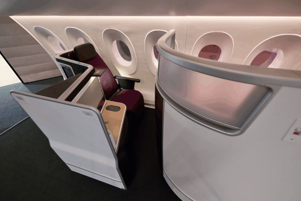 SWISS Senses a350 business class suite mock up with high walls