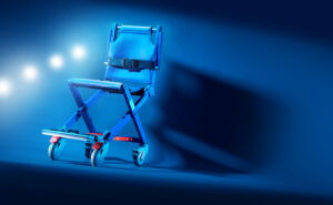 Airchair II model on a blue background with blue lighting.