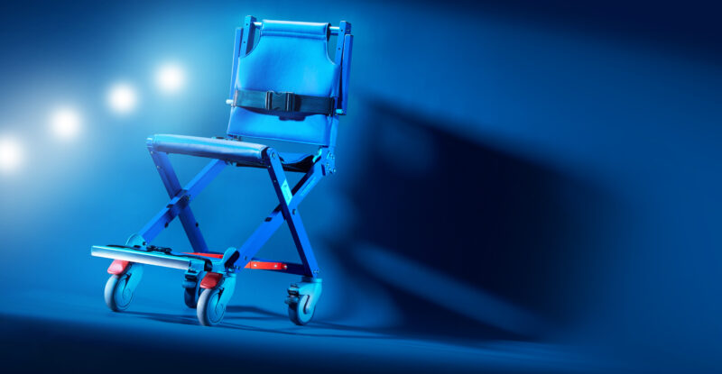 Airchair II model on a blue background with blue lighting.