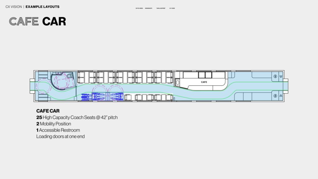 Amtrak Single Level RFP cafe car layout diagram
