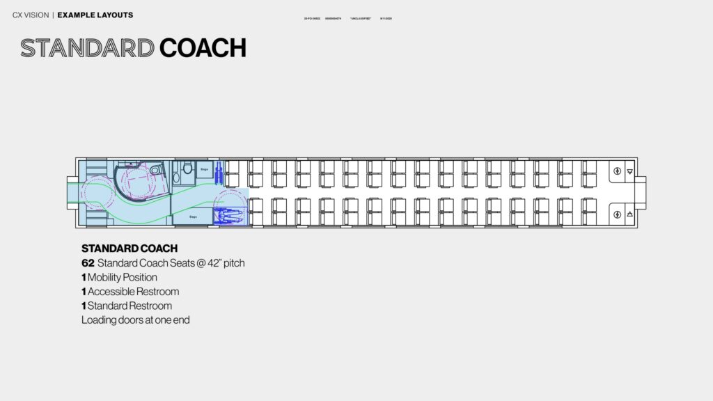 Amtrak Single Level RFP standard coach layout diagram