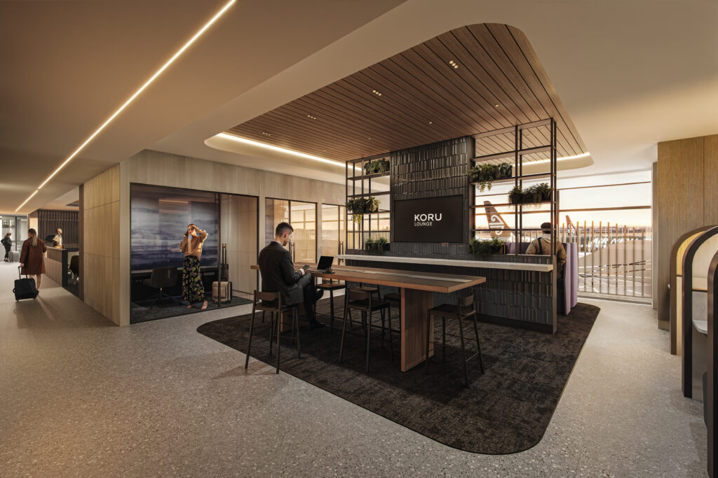 Business area in the new Air New Zealand Koru Lounge