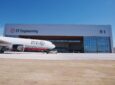 SF Airlines jet in front of the new MRO facility