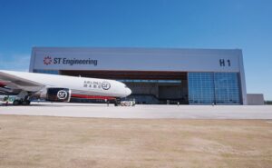 SF Airlines jet in front of the new MRO facility