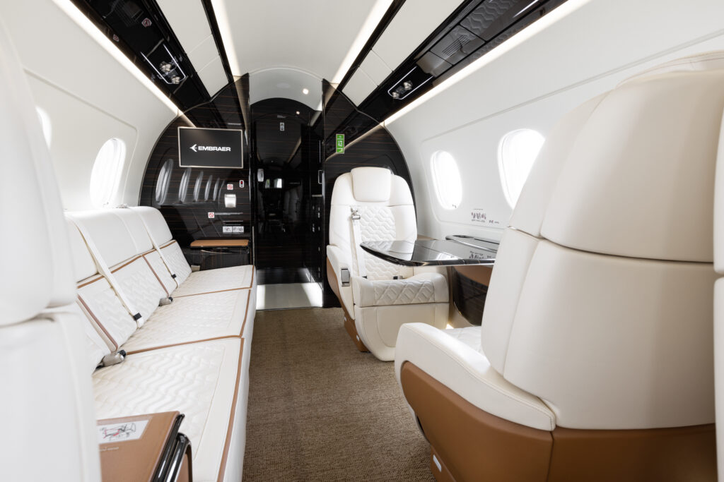 Cabin interior of a Praetor jet by Embraer