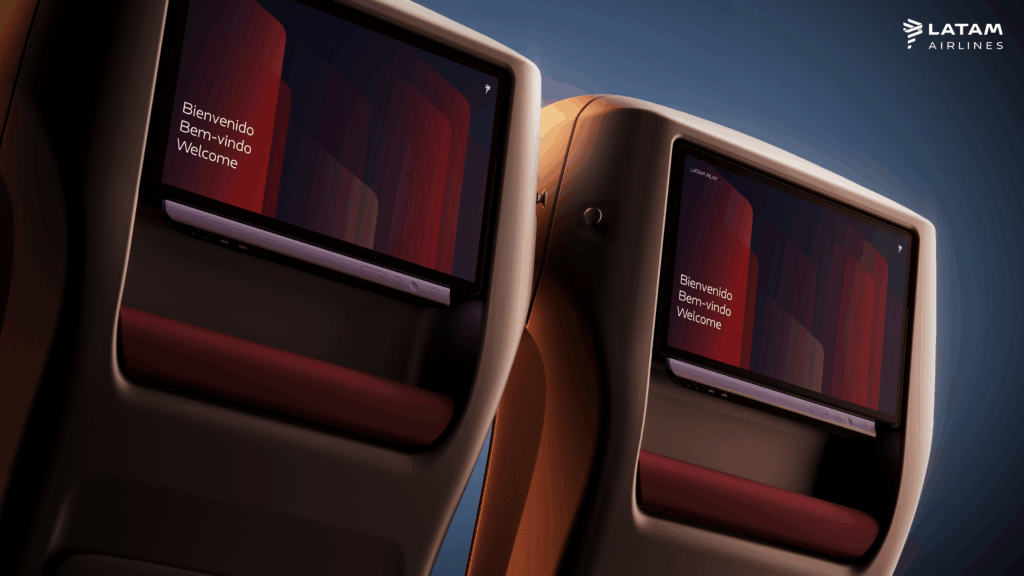 Panasonic Astrova in the seatback of LATAM's Recaro PL3530
