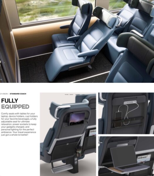 Amtrak standard coach rendering