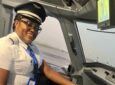 Captain Ibironke Rotimi-Olajide in the cockpit