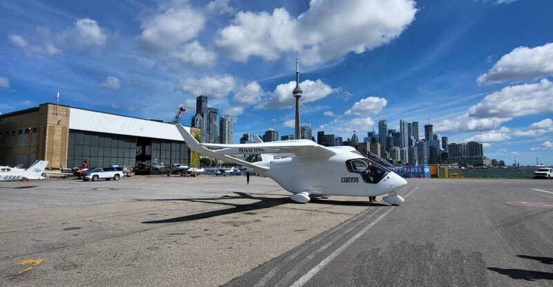 Advanced Air Mobility (AAM) electric aircraft, the ALIA CTOL at Billy Bishop Toronto City Airport