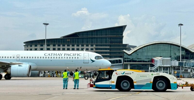 Cathay Pacific aircraft at the HAECO facility in Hong Kong