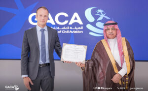 GACA and VistaJet execs celebrate VistaJet's clearance to fly domestic bizjet flights in Saudi Arabia