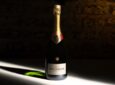 Champagne Bollinger illuminated by a spotlight.