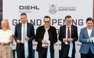 Executives at Diehl Aviation cutting the ribbon at the inauguration of the new site in Querétaro, Mexico