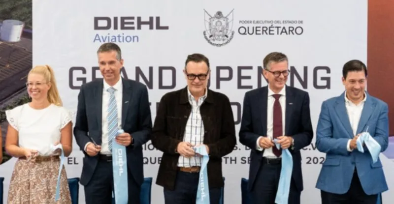 Executives at Diehl Aviation cutting the ribbon at the inauguration of the new site in Querétaro, Mexico