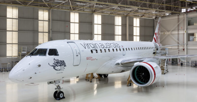 Virgin Australia E190-E2 in the hangar
