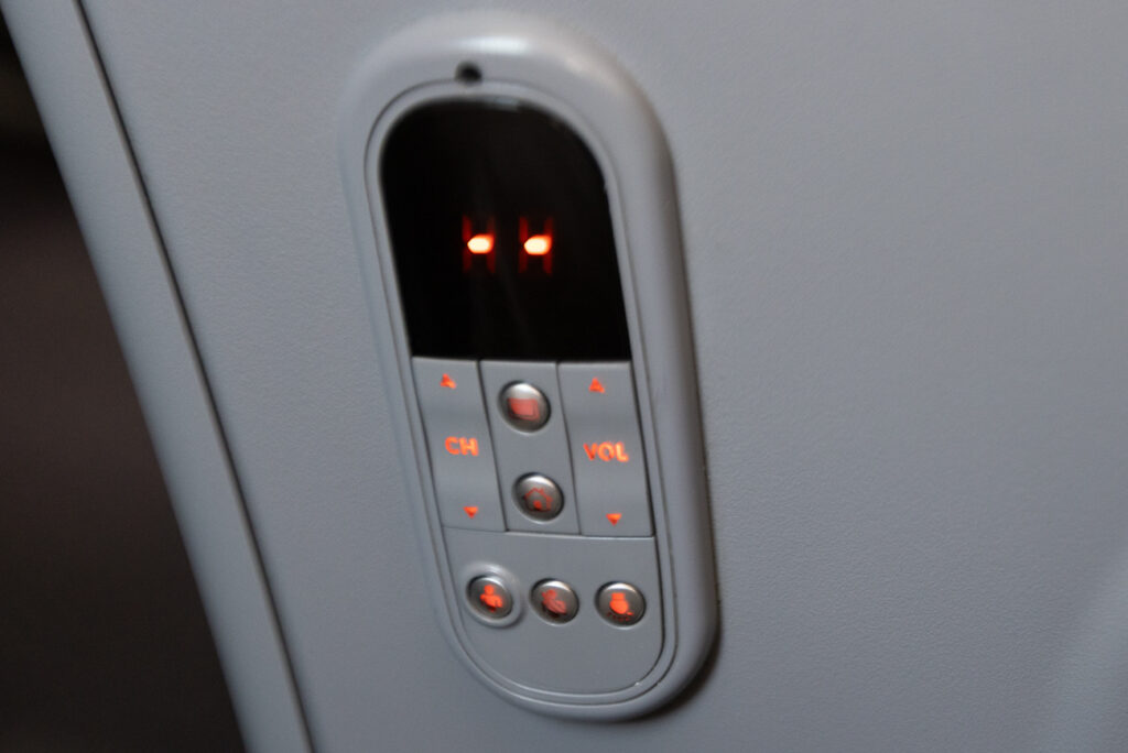 IFE remote that is built into the seat on Norse Atlantic. 