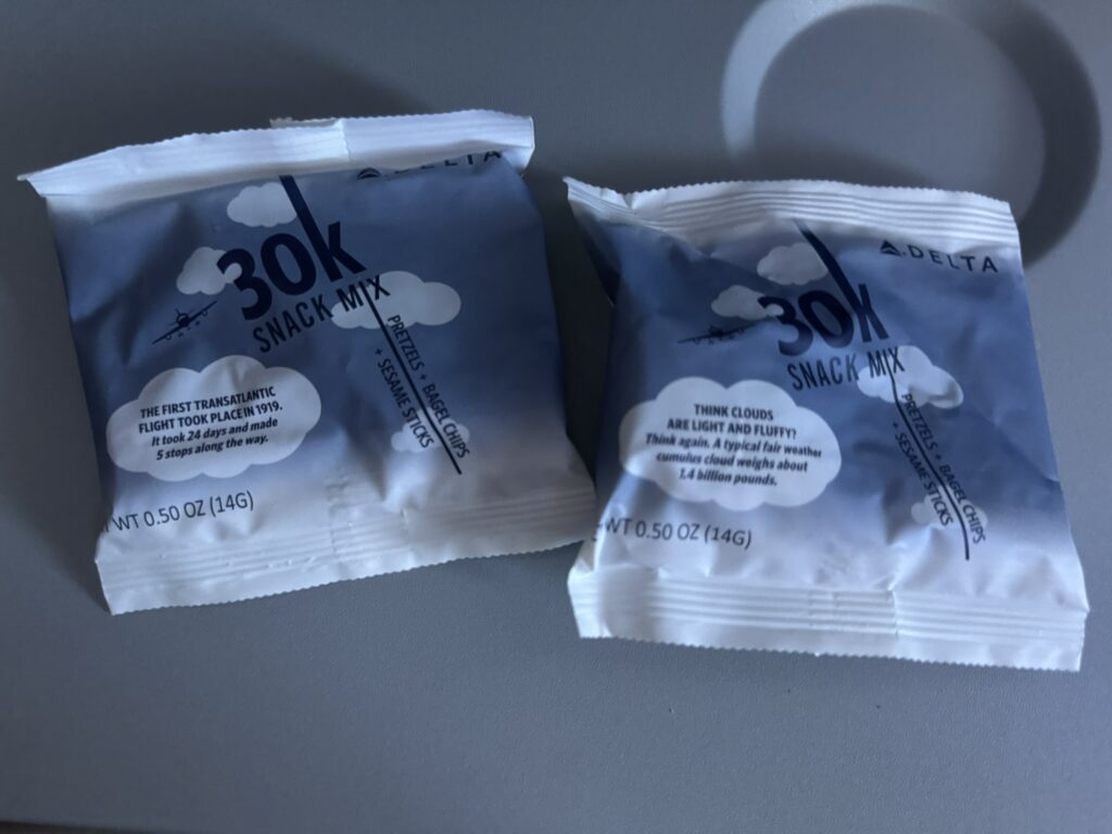 Two bags of the new snack mix from Delta. 