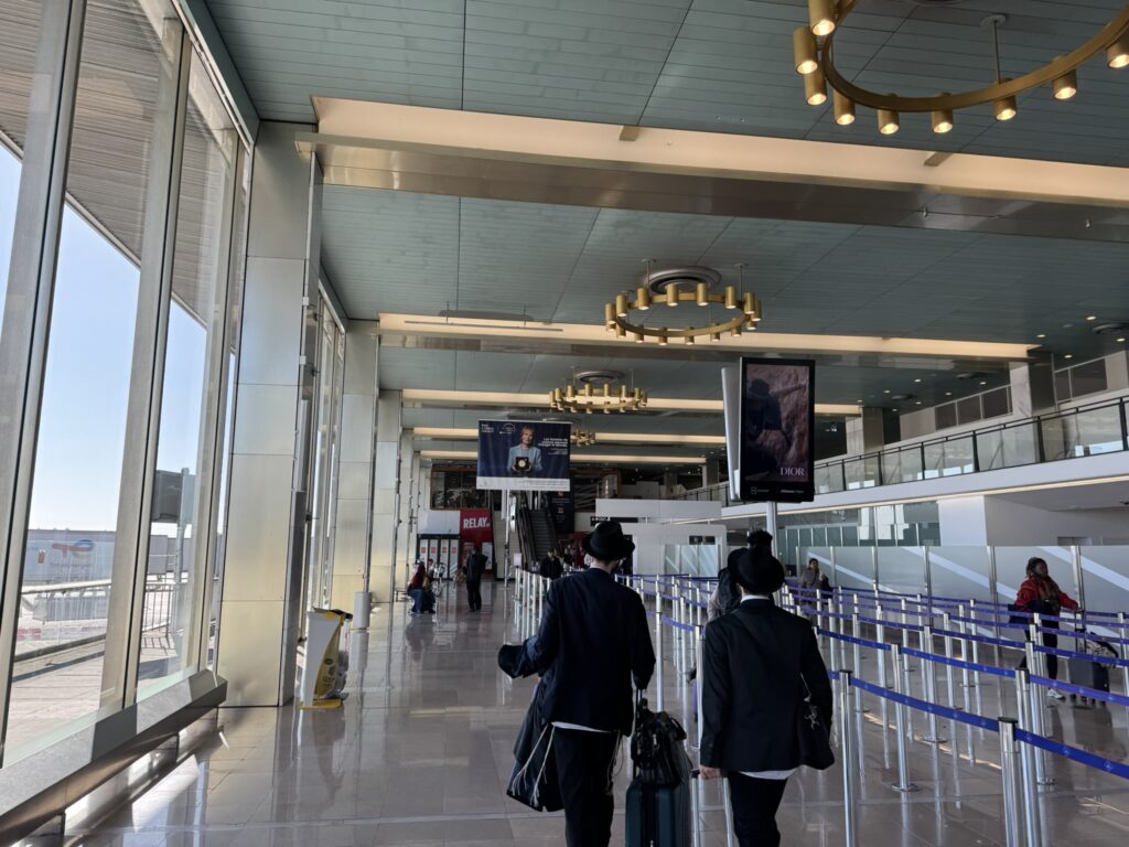 Passengers walking in the terminal
