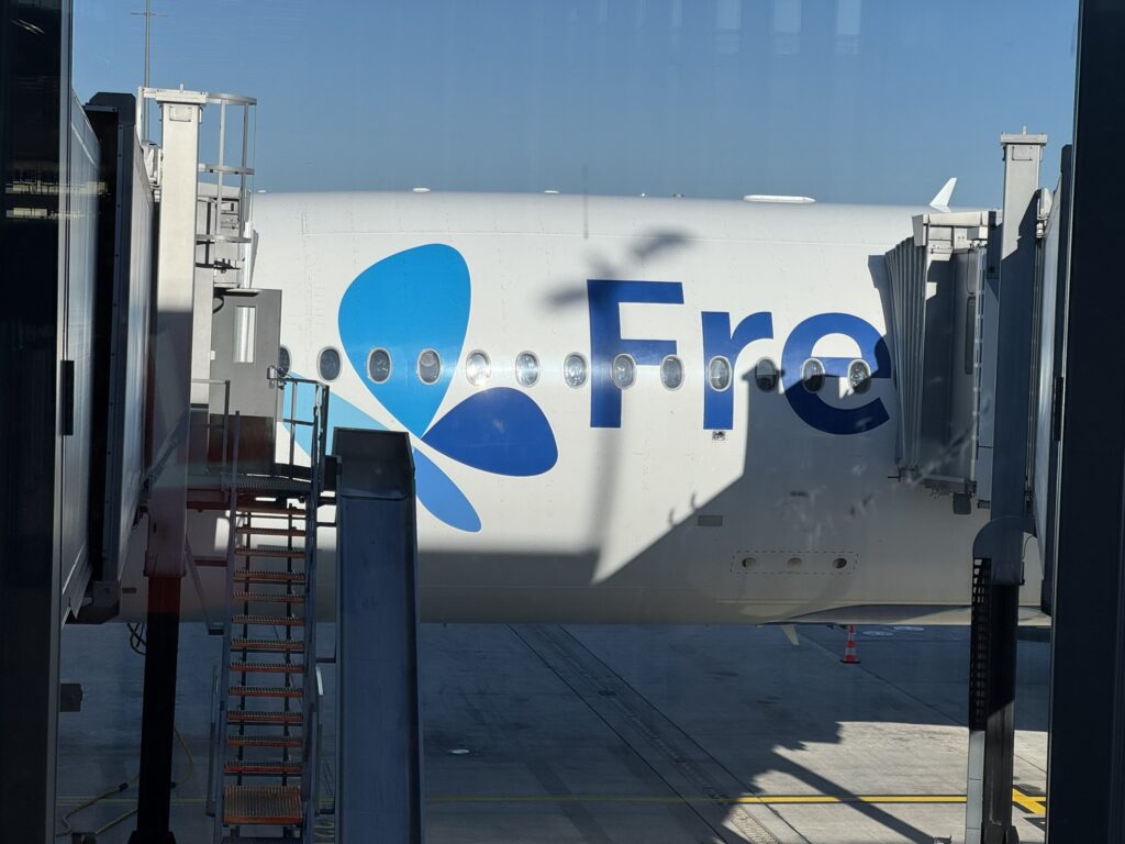 French Bee aircraft at the gate.