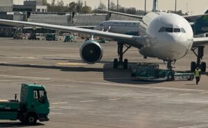 Aircraft being serviced on the ramp