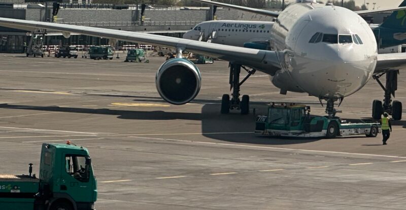 Aircraft being serviced on the ramp