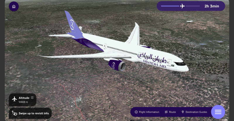 Riyadh Air 3D Route Map Aircraft 360