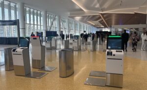 San Diego International Airport Terminal 1with SITA kiosks at check-in.